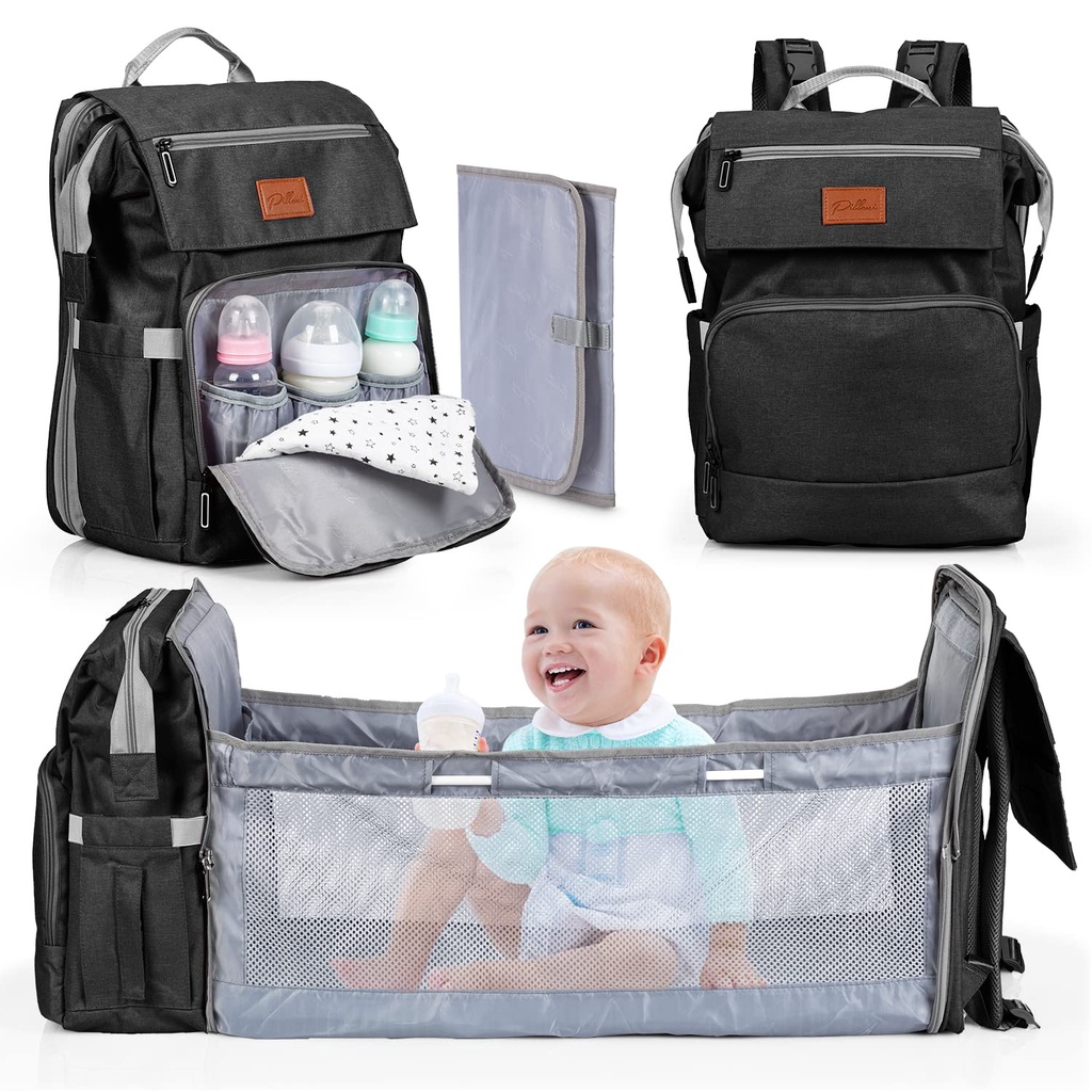 Bolsa de pañales para cambiar, mochila para bebés, regalos de baby shower  para niñas y niños, gris