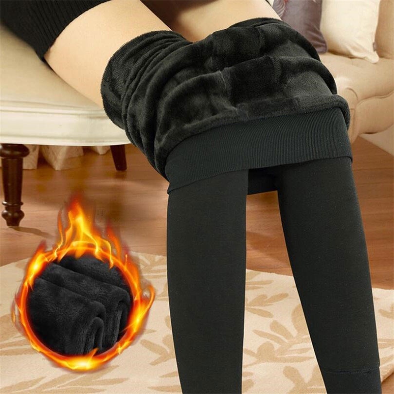 2pcs Pantalones térmicos forrados de felpa, pantalones ajustados suaves y  cómodos para el invierno, lencería y ropa de dormir para mujeres