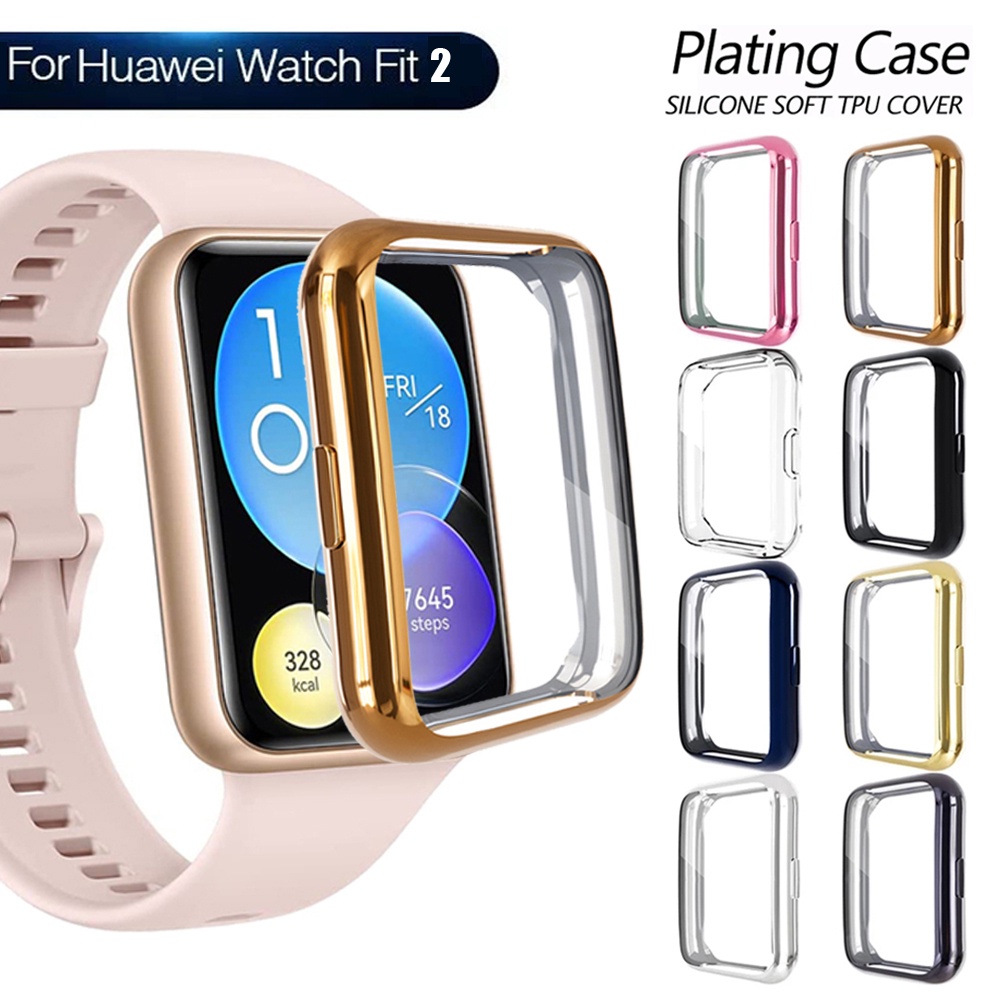 Correa 2 en 1+funda para Huawei Watch Fit Smart Watch reemplazo correa de  silicona con funda protectora suave