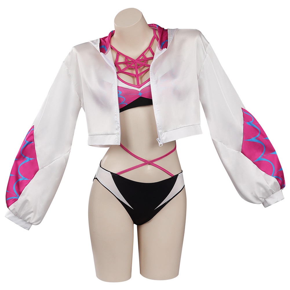 En Stock A Través De La Spider-Verse Gwen Stacy Cosplay Bikini Top Shorts  Capa Traje De Baño | Shopee México