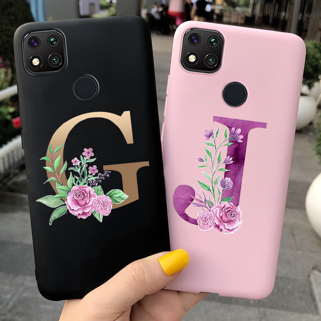 Xiaomi Redmi Note 9/9S/Note9 Pro Max Carcasa Blanda A M Nombre  Personalizado Letra Monograma Rosa Funda De Teléfono