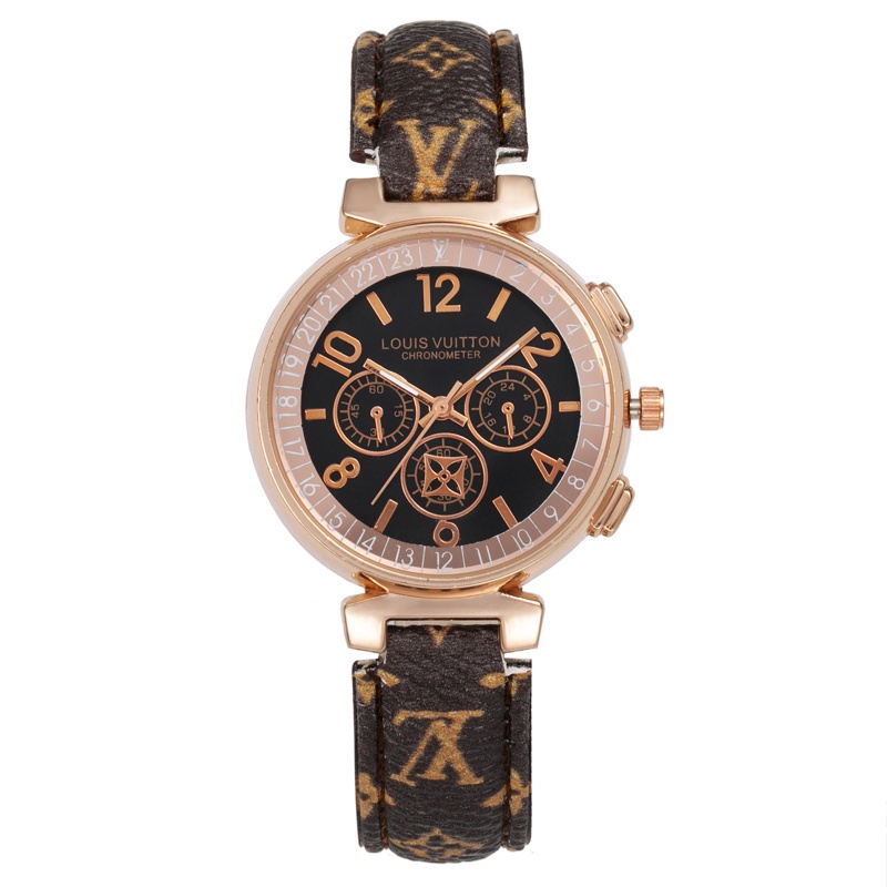 LV Reloj De Pulsera Para Mujer Calendario De Cuarzo Correa De