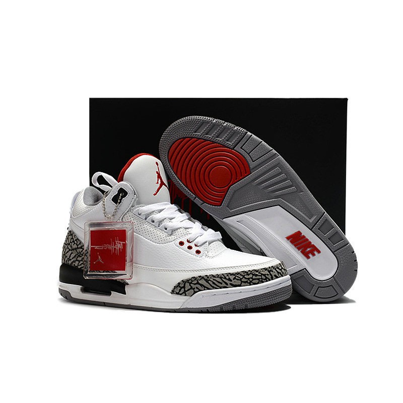 2018 listo stock air jordans 3 retro jth nrg aj3 zapatos de baloncesto blanco gris rojo