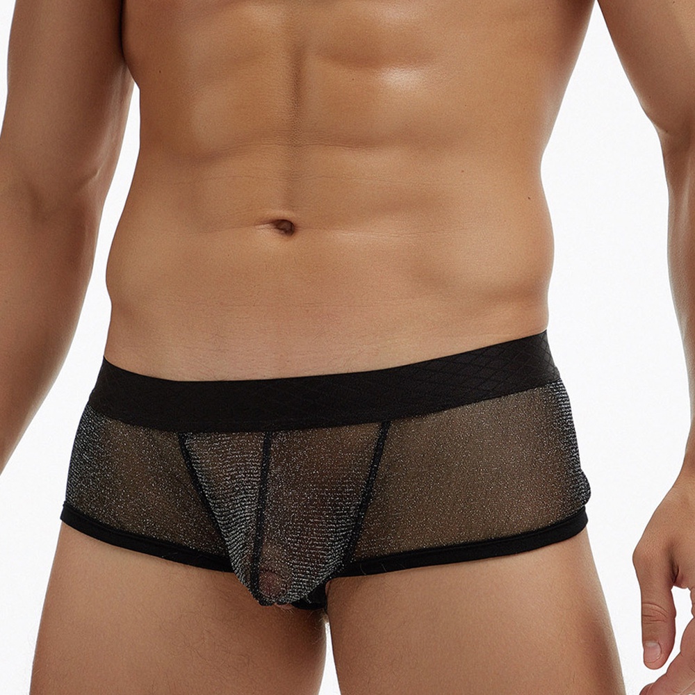 Ropa Interior Para Hombres Transparente De Malla Fina De Cintura Baja De Ala Ancha Calzoncillos Boxer Pequenos Shopee Mexico