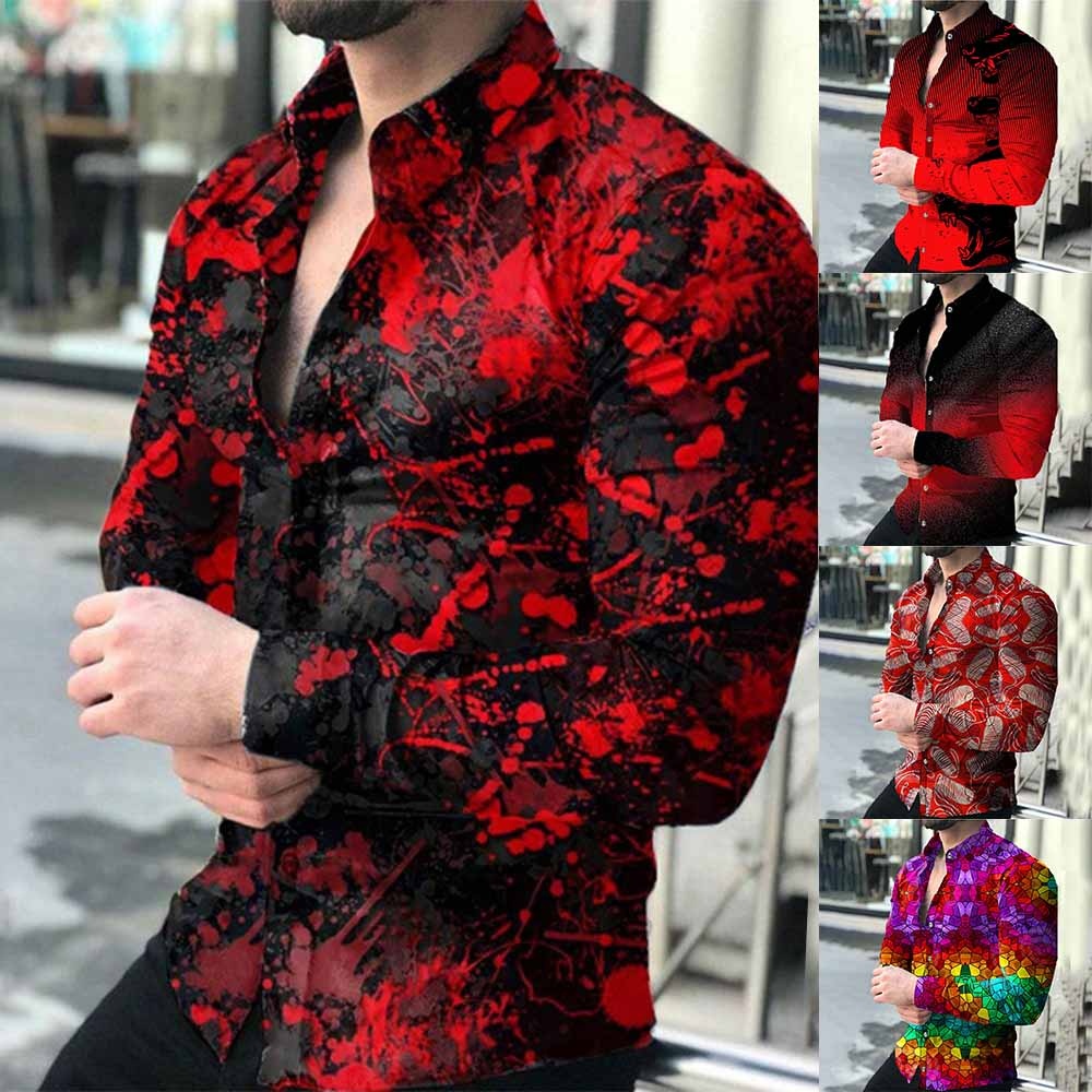 Camisa ajustada para hombre manga larga roja