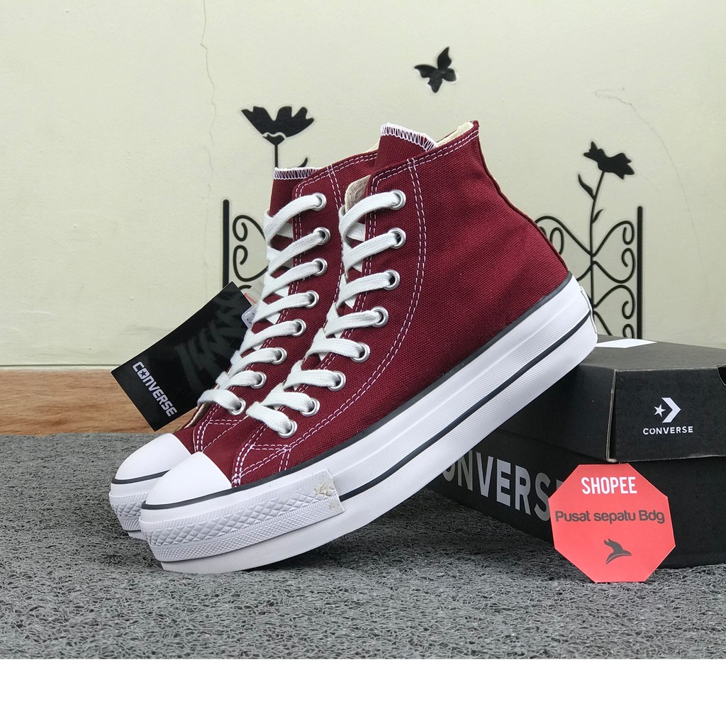 Zapatos De Tac n Alto De Plataforma Granate Converse Shopee M xico