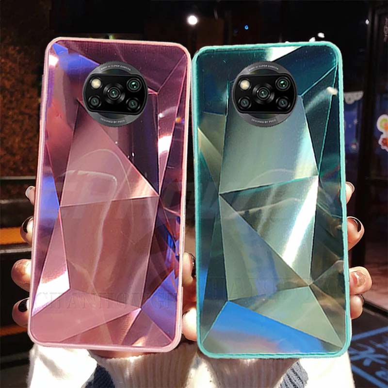 Funda del teléfono Xiaomi Redmi Note 9 9S 9Pro 10 10S 8 8Pro 9A 9C 9T a  prueba de golpes 3D Diamond espejo Glitter Prism funda suave