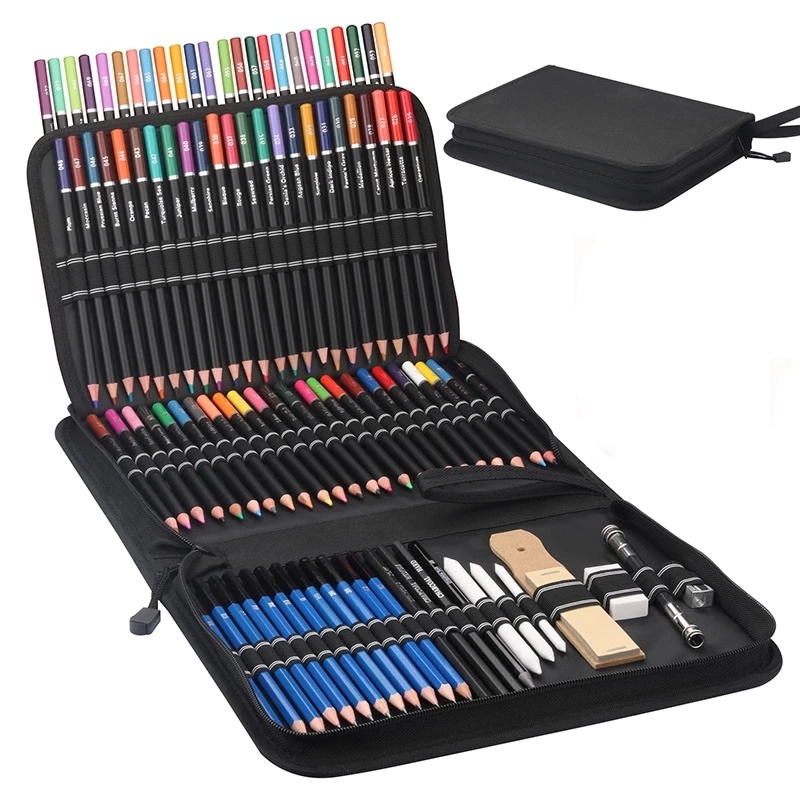 190 Kit de arte profesional plegable, kit de dibujo a color, kit