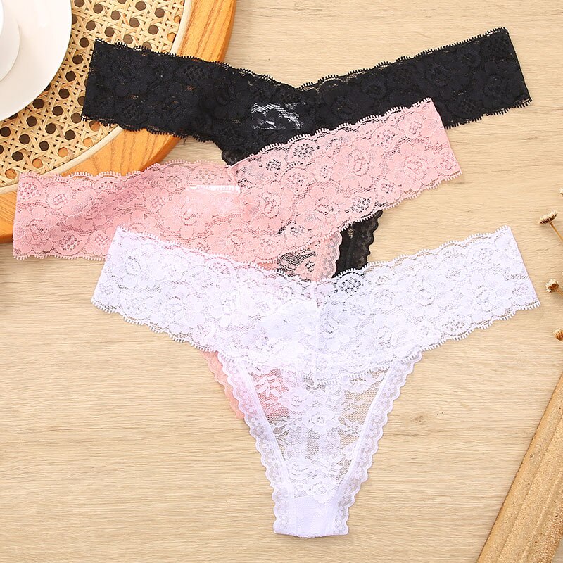 3 Unids/Set Bragas De Encaje Ropa Interior Floral Completa De Las Mujeres  Calzoncillos Sexy Tanga Lencería Femenina Íntimos