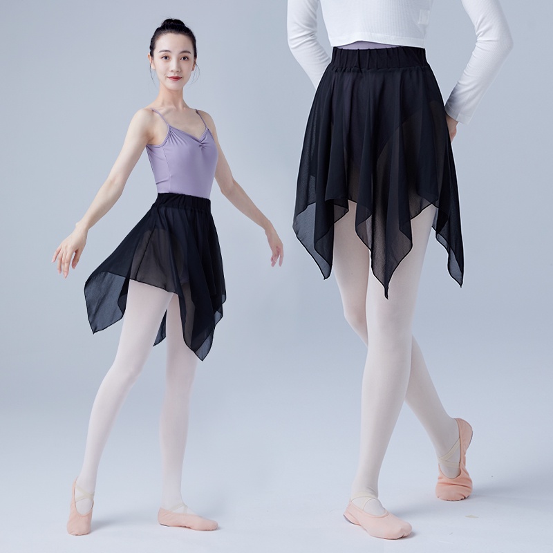 Falda de Ballet para niña, minifalda de gasa blanca y negra para bailar, 9  colores