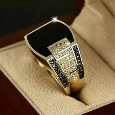 Anillos de oro con best sale piedras negras