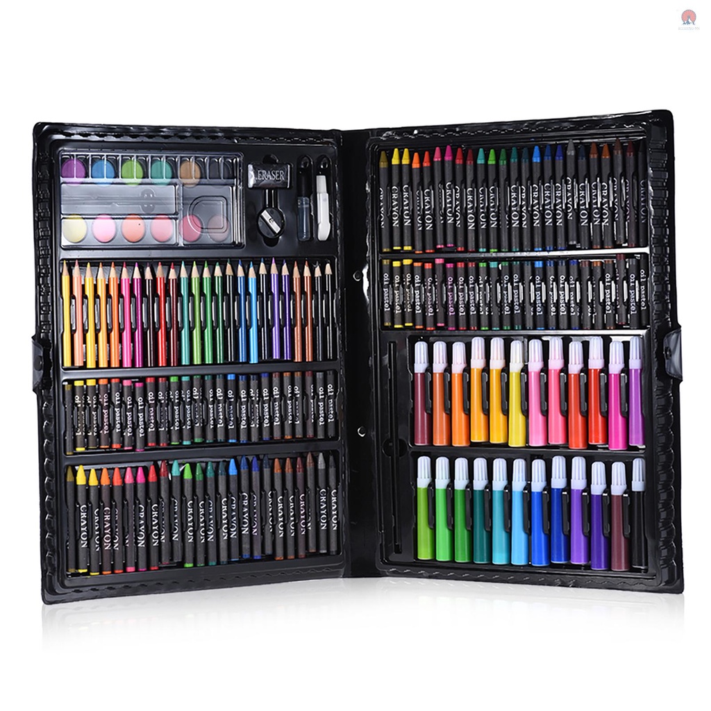 EOMX 168pcs Bolígrafo De Dibujo De Arte Kit Pintura Lápices De Color Bocetos Crayon Aceite Pastel Agua Con Estuche Para Niños | Shopee México