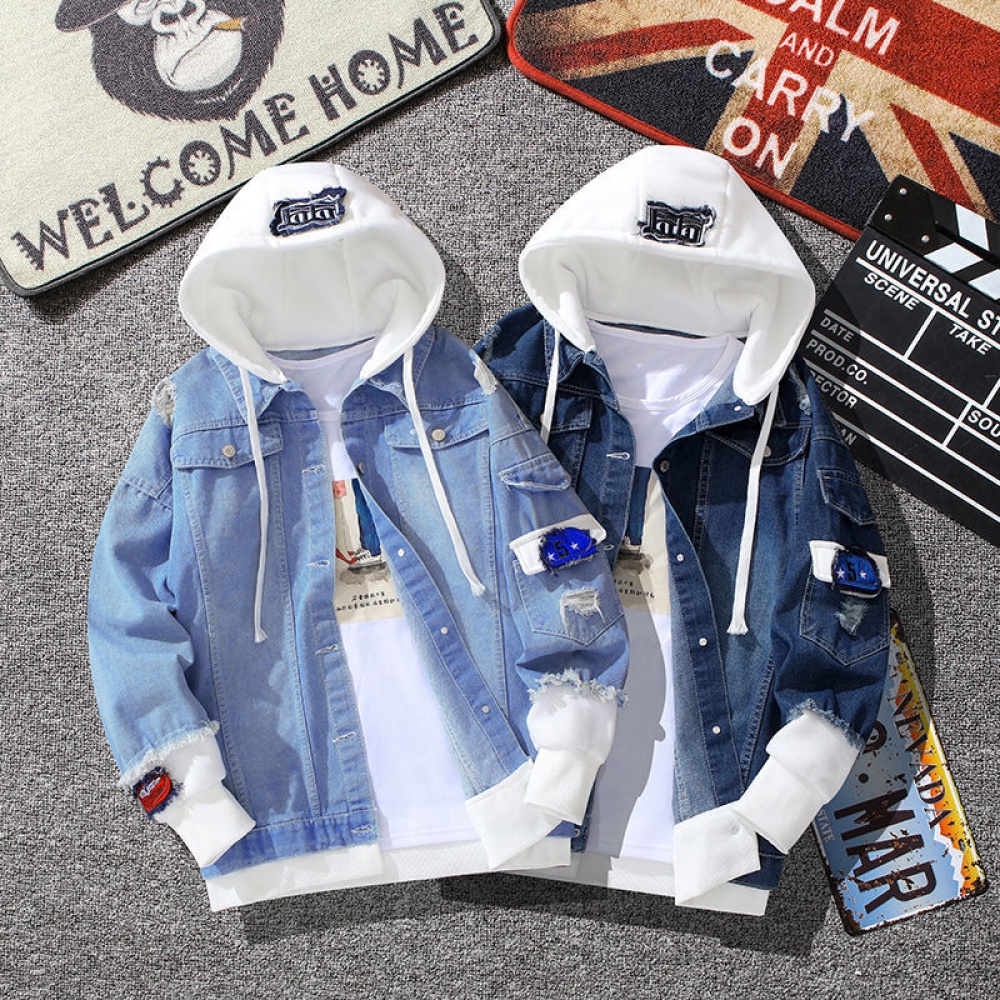 Los Hombres De Mezclilla Chamarra Streetwear Hip Hop De Con Capucha Jean Chaquetas Masculino Casual Suelto Prendas De Abrigo 2022 Nueva Primavera Moda