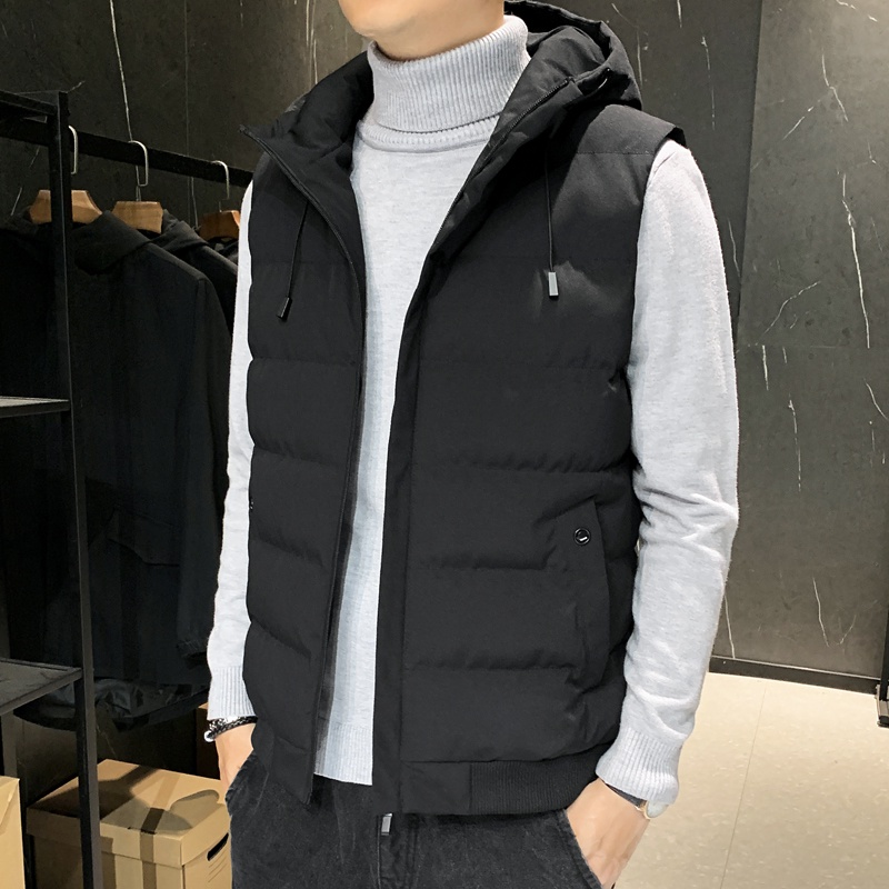 Chaleco con para hombre invierno 2021 nueva marca de moda tendencia engrosamiento chaleco con capucha | Shopee