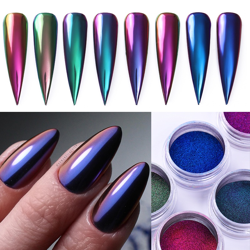 Espejo Polvo De Uñas Azul Camaleón Metal Purpurina Efecto Metálico Cromo  Arte Pigmento Decoración | Shopee México