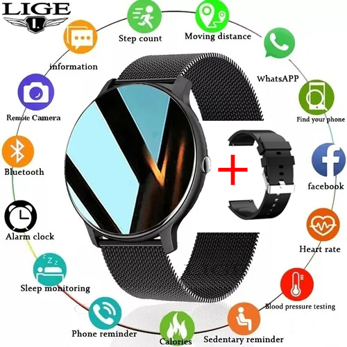 LIGE Smart Watch para Android iOS, pantalla táctil completa IP67  impermeable Bluetooth llamadas de voz Chat Fitness Tracker, rastreador de  actividad
