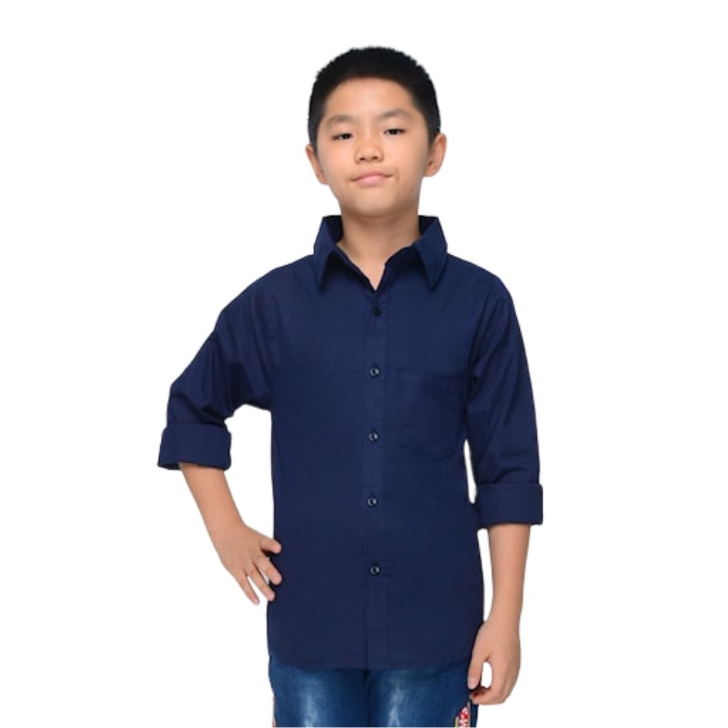 Camisas azules ninos manga larga edad 8 9 10 11 12 13 anos Material de algodon elastico Slimfit presente Cool ropa Formal escuela primaria ninos Color marino azul oscuro importacion lo ultimo