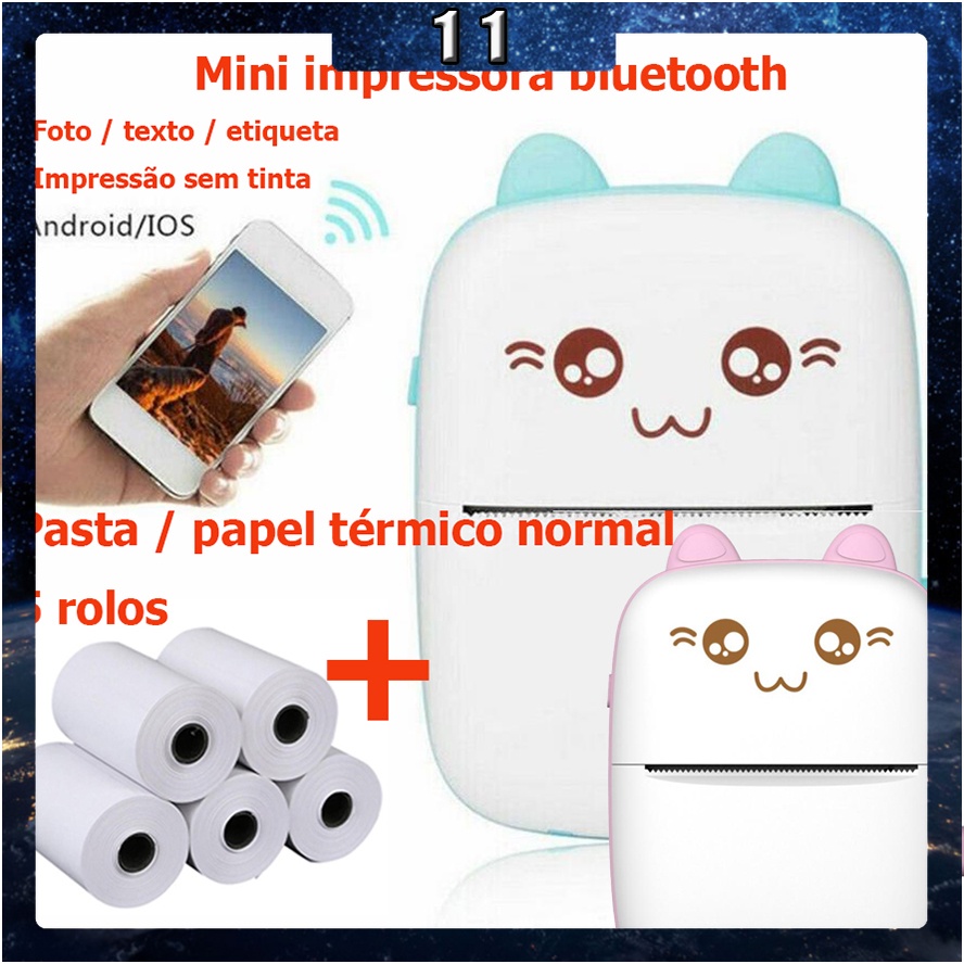 Mini Impresora térmica portatil diseño gato