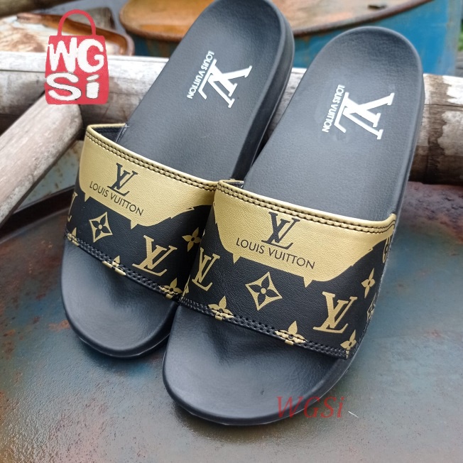 LV LOUIS VUITTON Hombres Cuero Diapositivas Sandalias Zapatos