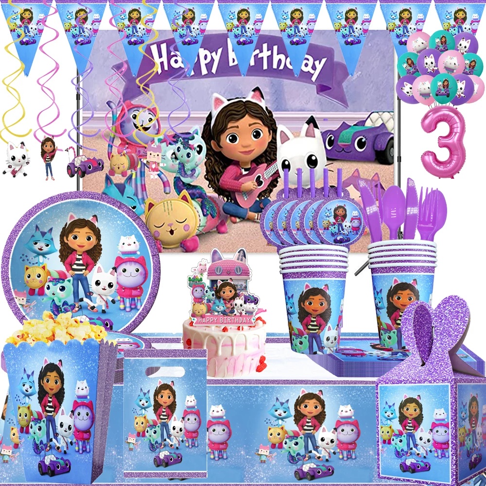 Caja de favores Gabbys Dollhouse, cumpleaños de la casa de muñecas