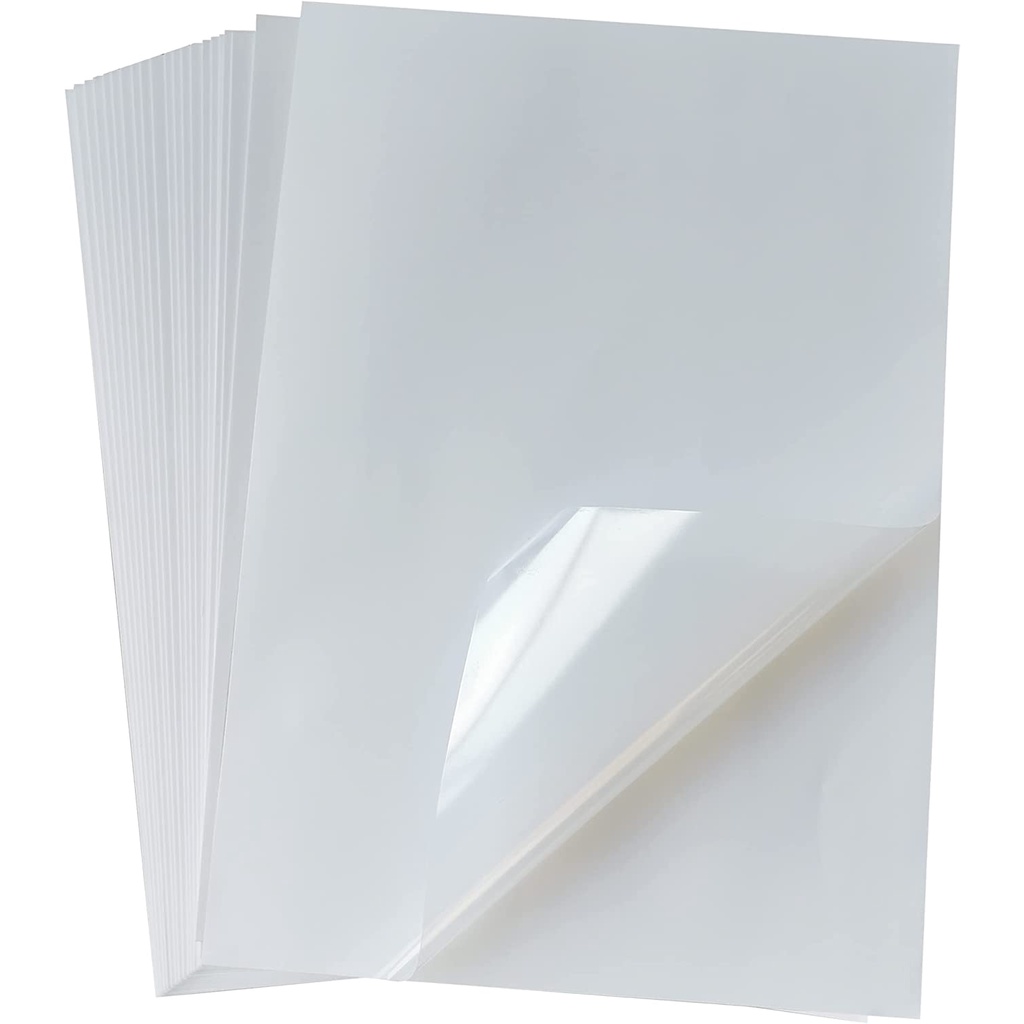  Papel adhesivo de vinilo imprimible para impresora de inyección  de tinta, transparente - 20 hojas autoadhesivas - Papel adhesivo  impermeable - Tamaño carta estándar de 8.5 x 11 pulgadas (20 hojas,  transparente) : Productos de Oficina