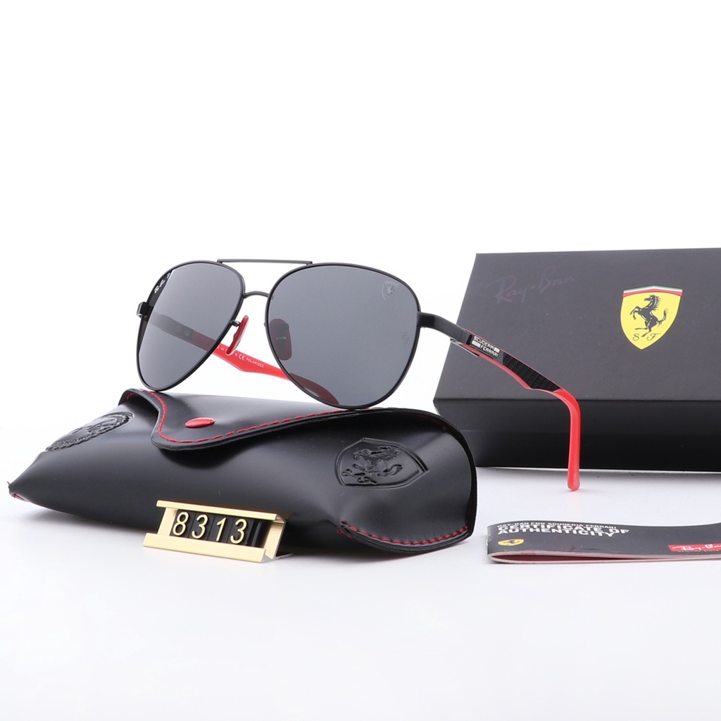Clasico retro marca para hombres mujeres caso Original UV400 una gota Ferrari Ray Ban gafas de sol polarizadas Shopee Mexico