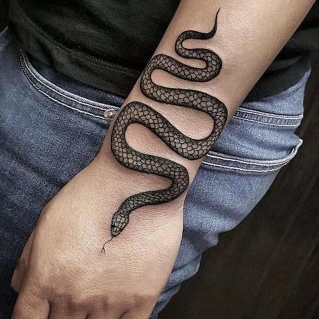 Tatuaje De Serpiente Pegatina Impermeable Hombres Y Mujeres Temporal |  Shopee México