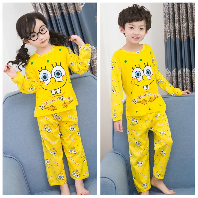 Pijama Infantil Bob Esponja Dormir Baju tidur budak Manga Larga